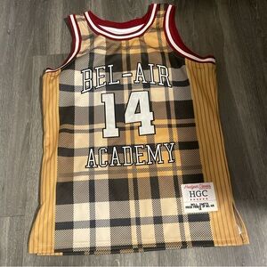 Bel-Air Academy Kids Plaid Basketball Jersey - Black, White, Tan